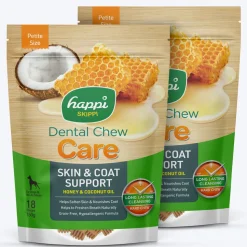 Happi Skippi Dental Chew Skin & Coat Support Honey & Coconut Oil Dog Treat - Petite 2.5 inch - 150 gm