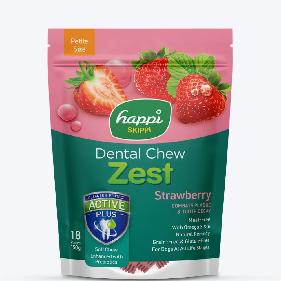 Happi Skippi Dental Chew Zest Strawberry Dog Treat - Petite 2.5 inch - 150 gm