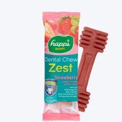 Happi Skippi Dental Chew Zest Strawberry Dog Treat - 4 inch - 25 gm