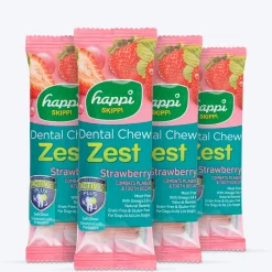 Happi Skippi Dental Chew Zest Strawberry Dog Treat - 4 inch - 25 gm