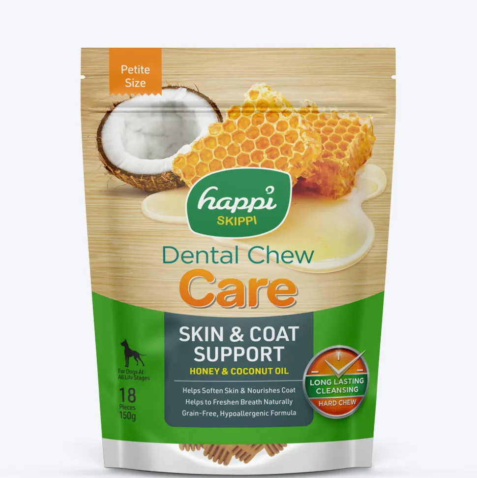 Happi Skippi Petite Dental Chews: Skin, Coat & Digestive Care Treat Combo For Dog- 2.5 inch - (2 x 150g)
