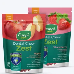Happi Skippi Petite Zest Dental Chews: Apple & Strawberry Treat Combo For Dog - 2.5 inch - (2 x 150g)