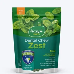 Happi Skippi Vegetarian Dental Chew - Zest - Mint - Petite - 2.5 inch - 150 g - 18 Pieces