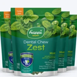 Happi Skippi Vegetarian Dental Chew - Zest - Mint - Petite - 2.5 inch - 150 g - 18 Pieces