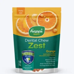 Happi Skippi Vegetarian Dental Chew - Zest - Orange - Petite - 2.5 inch - 150 g - 18 Pieces