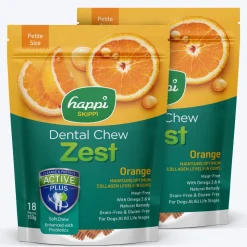 Happi Skippi Vegetarian Dental Chew - Zest - Orange - Petite - 2.5 inch - 150 g - 18 Pieces
