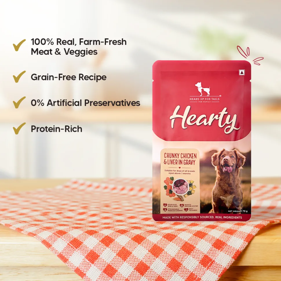 Hearty Chunky Chicken & Liver in Gravy Wet Dog Food - Pack of 15 (70 gm each)