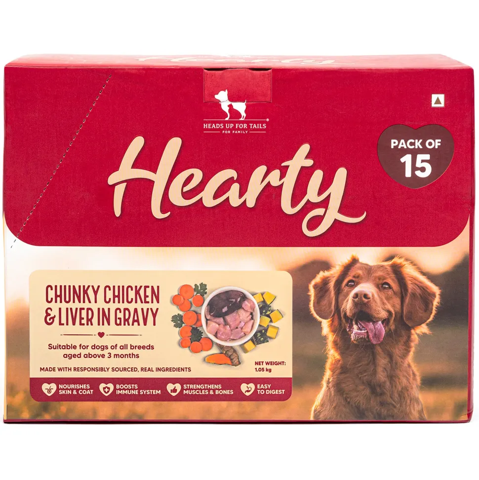 Hearty Chunky Chicken & Liver in Gravy Wet Dog Food - Pack of 15 (70 gm each)