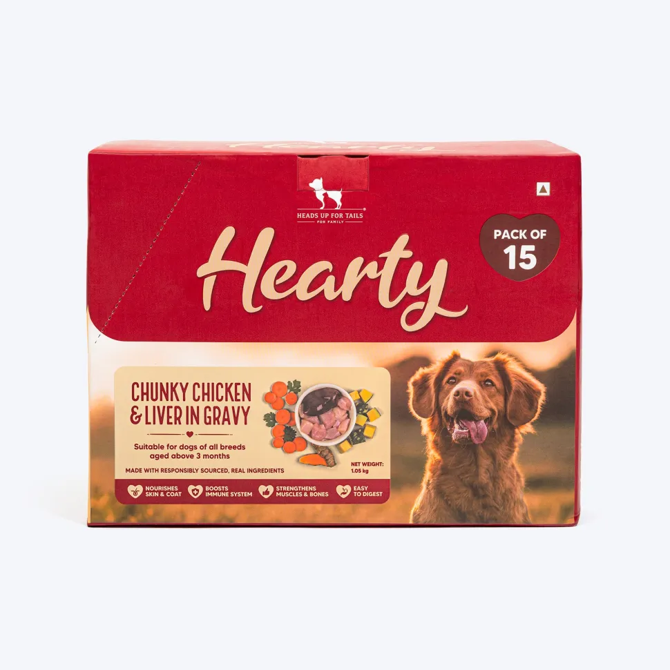 Hearty Chunky Chicken & Liver in Gravy Wet Dog Food - Pack of 15 (70 gm each)