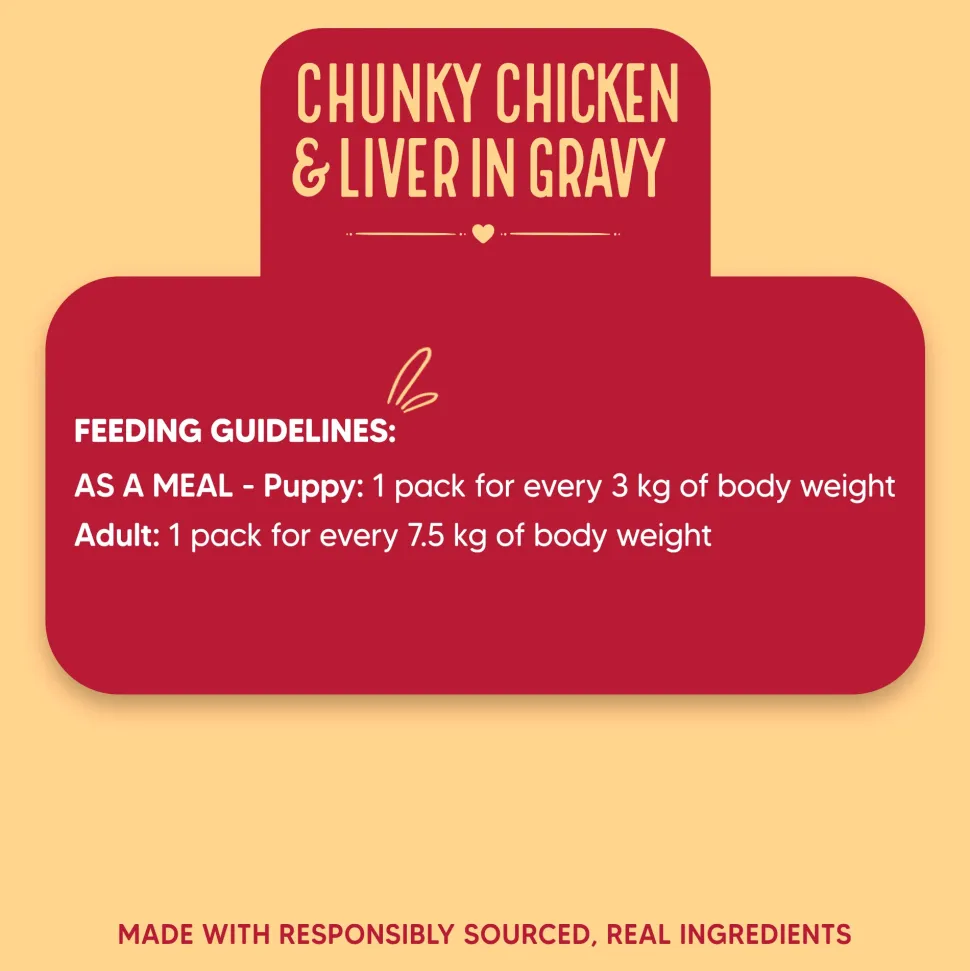 Hearty Chunky Chicken & Liver in Gravy Wet Dog Food - Pack of 15 (70 gm each)