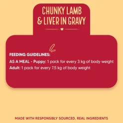 Hearty Chunky Lamb & Liver in Gravy Dog Food - Pack of 15 (70 gm each)