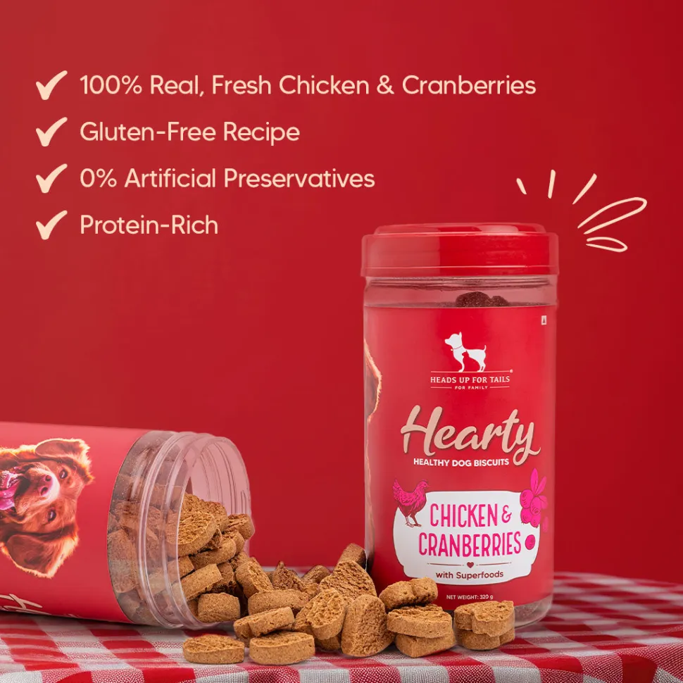 Hearty Dog Biscuits Chicken & Cranberries Grain-Free 320g