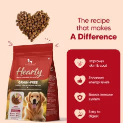 Hearty Grain-Free Adult Dog Food Turkey Fish & Chicken