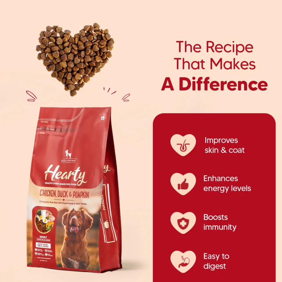 Hearty Oven-Baked Adult Dog Food Chicken, Duck & Pumpkin