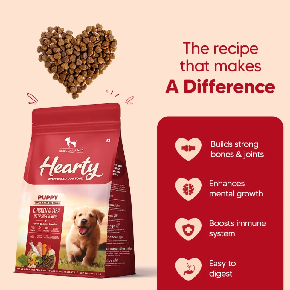 Hearty Oven-Baked Puppy Food Chicken & Fish with Superfoods - 250 gm (Best Before August'26)