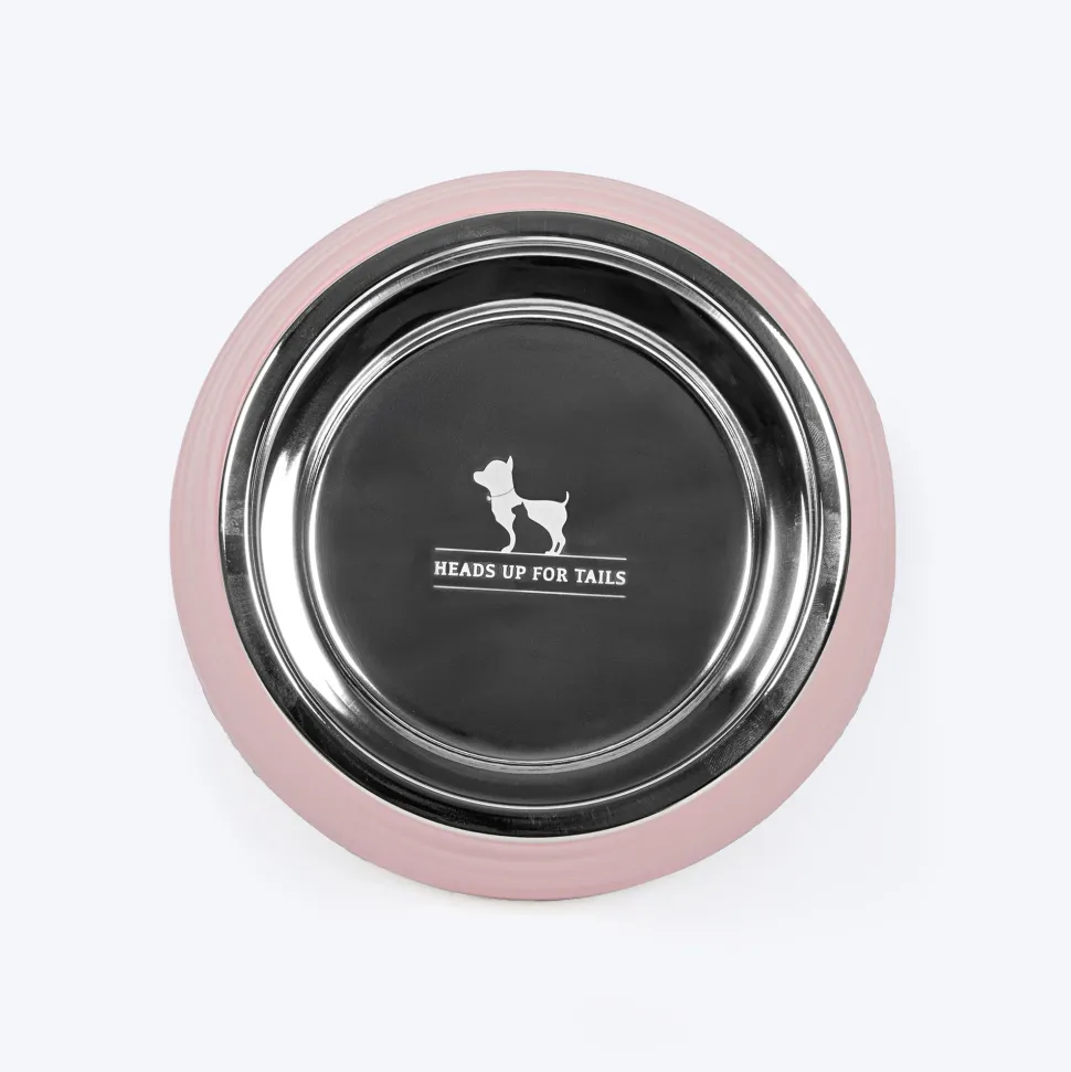 HUFT Breezy Basics Wave Embossed Melamine Bowl For Dog - Peach