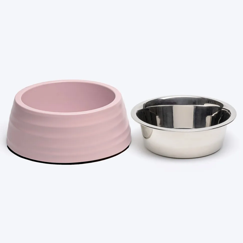 HUFT Breezy Basics Wave Embossed Melamine Bowl For Dog - Peach