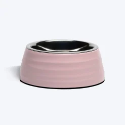 HUFT Breezy Basics Wave Embossed Melamine Bowl For Dog - Peach