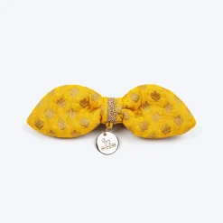 HUFT Brocade Dazzle Bow Tie With Strap For Cat - Yellow
