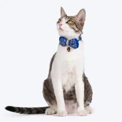 HUFT Brocade Dazzle Bow Tie With Strap For Cat - Blue