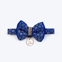 HUFT Brocade Dazzle Bow Tie With Strap For Cat - Blue
