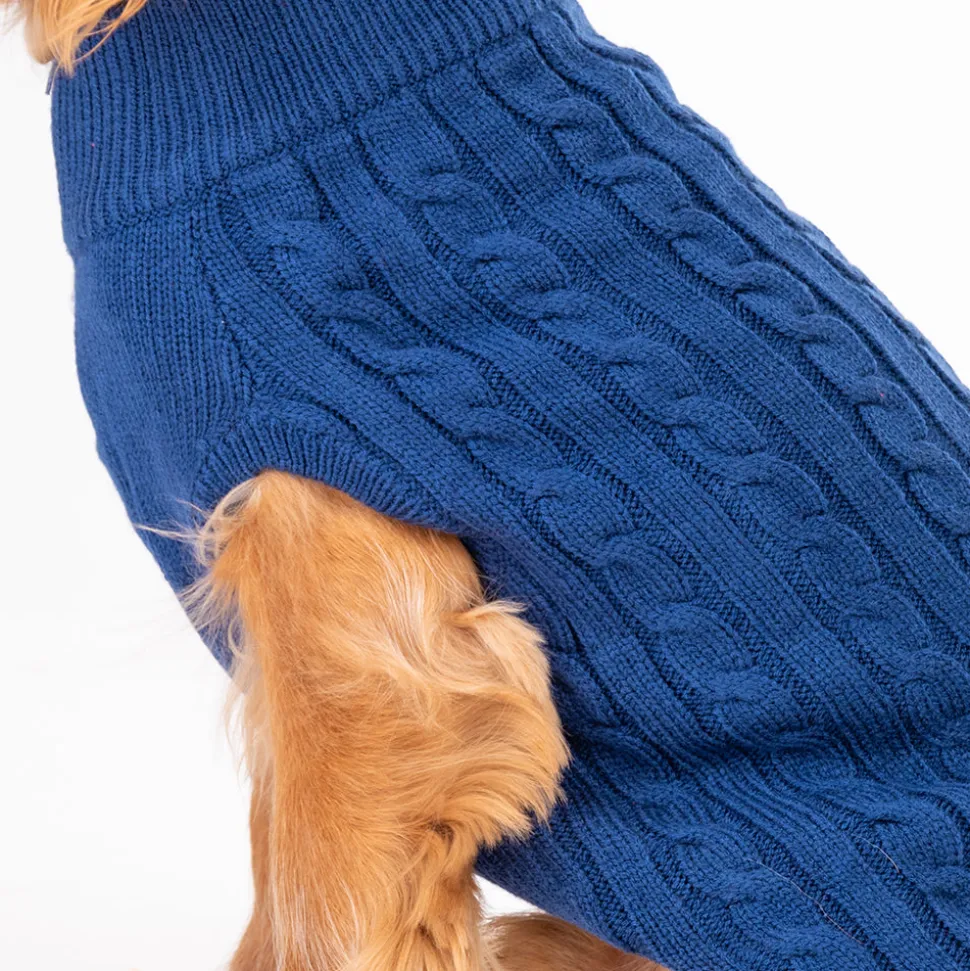 HUFT Cable Knit Dog Sweater - Lazuli Blue