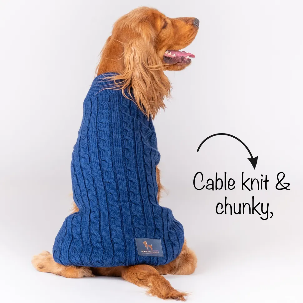 HUFT Cable Knit Dog Sweater - Lazuli Blue