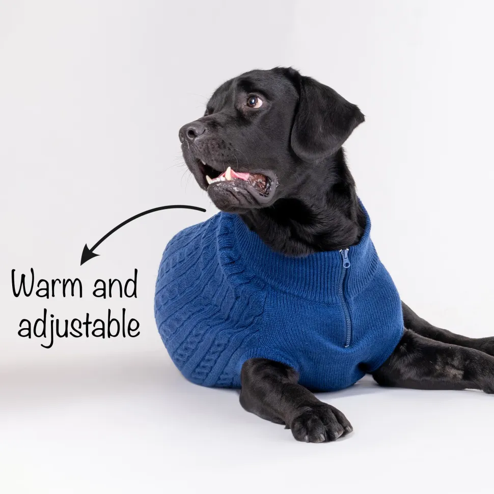 HUFT Cable Knit Dog Sweater - Lazuli Blue