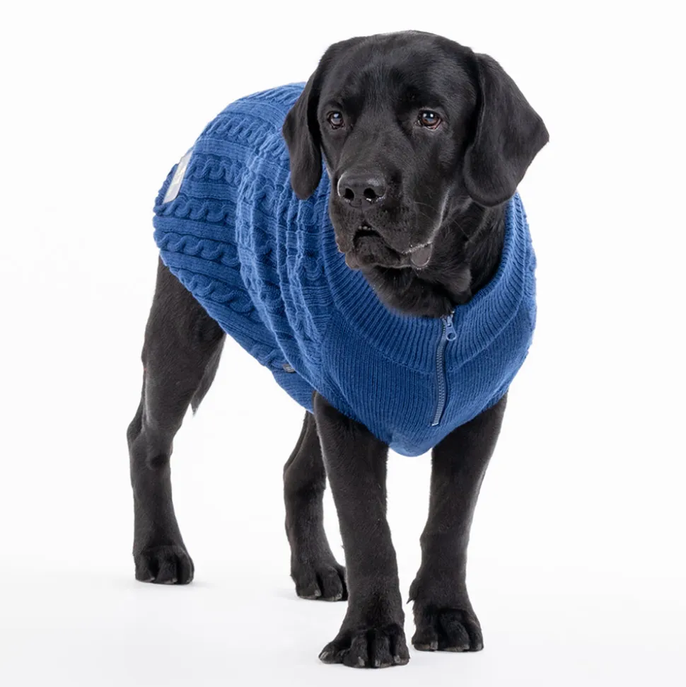 HUFT Cable Knit Dog Sweater - Lazuli Blue