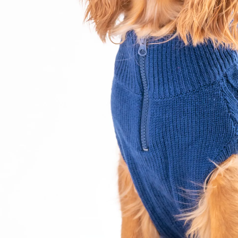 HUFT Cable Knit Dog Sweater - Lazuli Blue