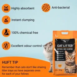 HUFT Cat Litter (Natural & Clumping) - Unscented - 10 kg