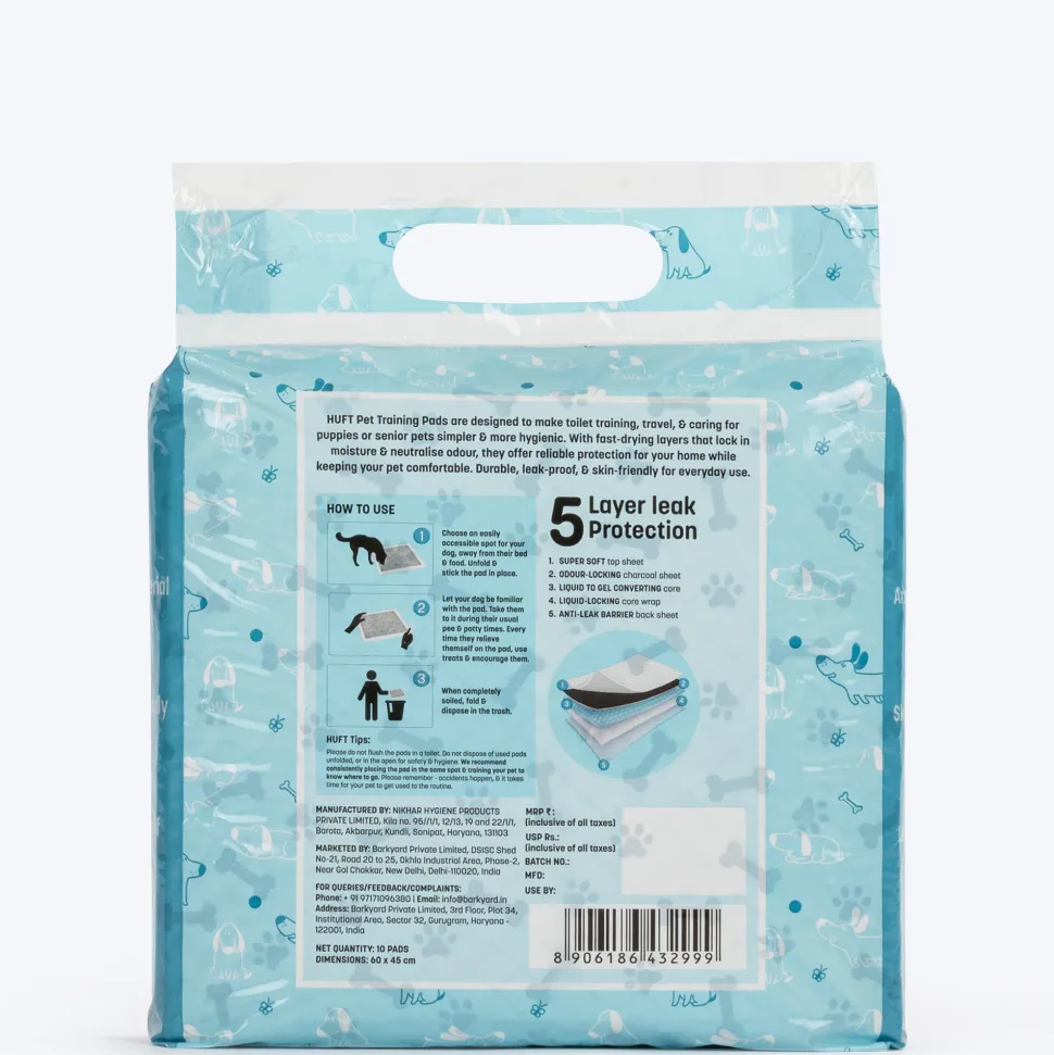 HUFT Charcoal Pet Training Pads - 60 x 45 cm