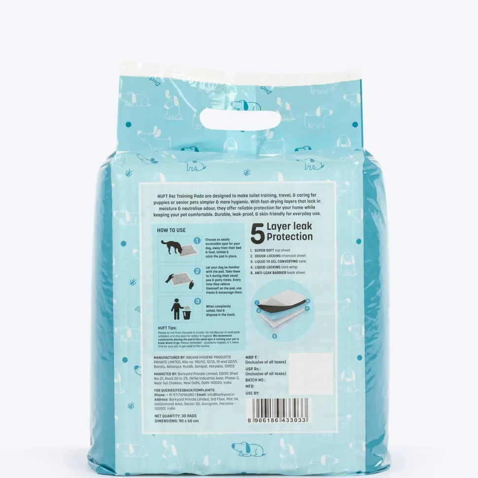 HUFT Charcoal Pet Training Pads - 90 x 60 cm