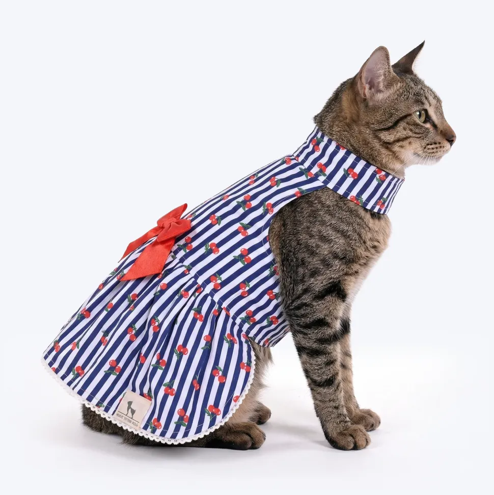 HUFT Cherie Cherry Dress For Cat - Blue