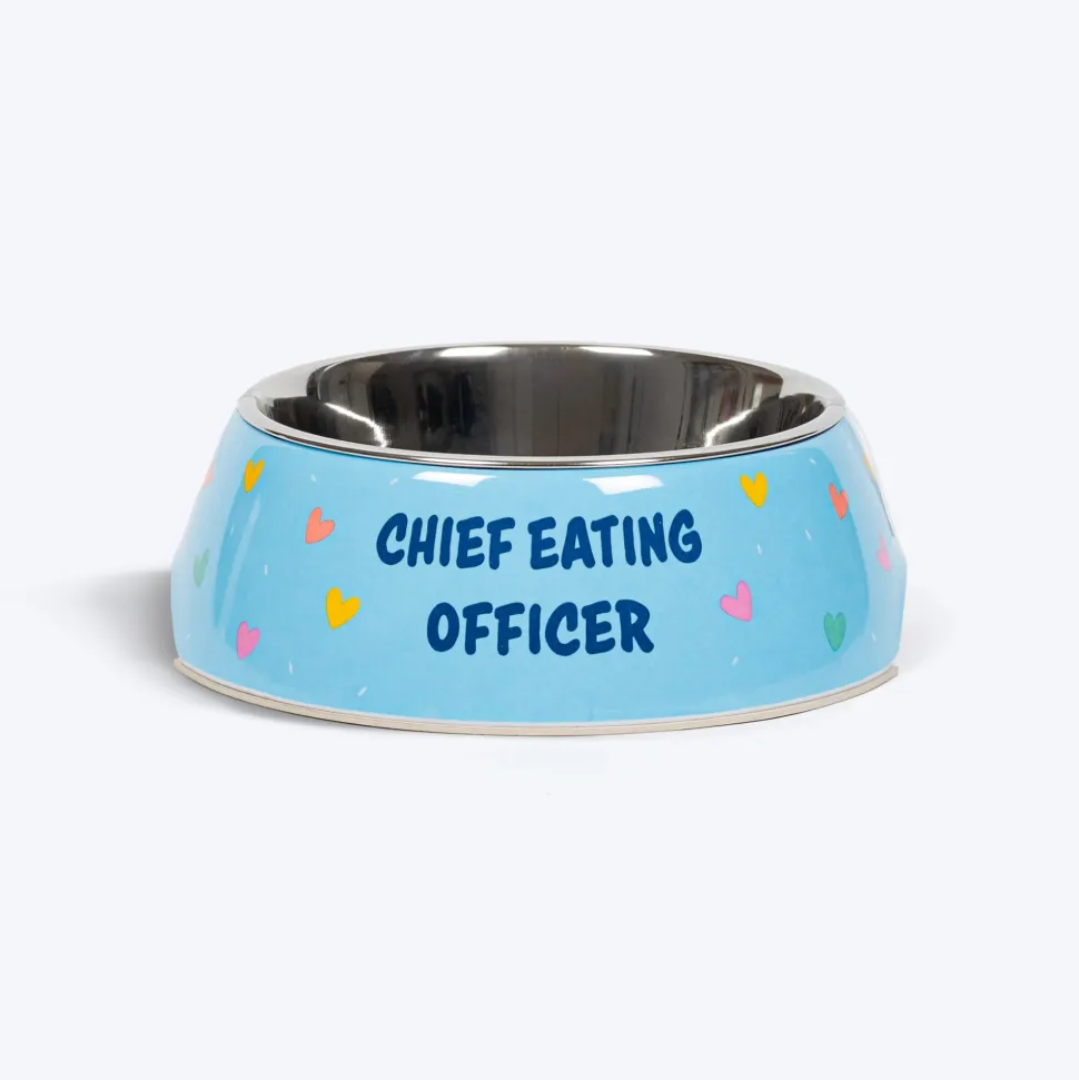 HUFT Chief Eating Officer Printed Melamine Bowl For Dog - Skyblue