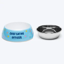 HUFT Chief Eating Officer Printed Melamine Bowl For Dog - Skyblue