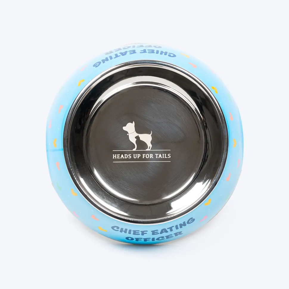 HUFT Chief Eating Officer Printed Melamine Bowl For Dog - Skyblue