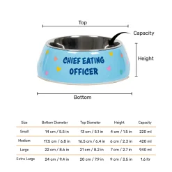 HUFT Chief Eating Officer Printed Melamine Bowl For Dog - Skyblue
