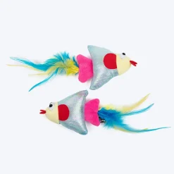 HUFT Chipper Chirpers Plush Toy With Catnip For Cat - Multicolor - Set Of 2
