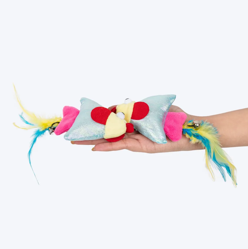 HUFT Chipper Chirpers Plush Toy With Catnip For Cat - Multicolor - Set Of 2