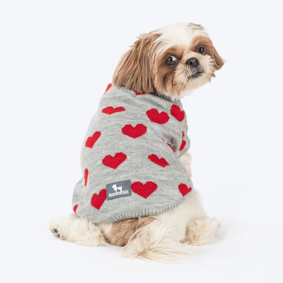 HUFT Classic Love Sweater For Small Dog - Grey