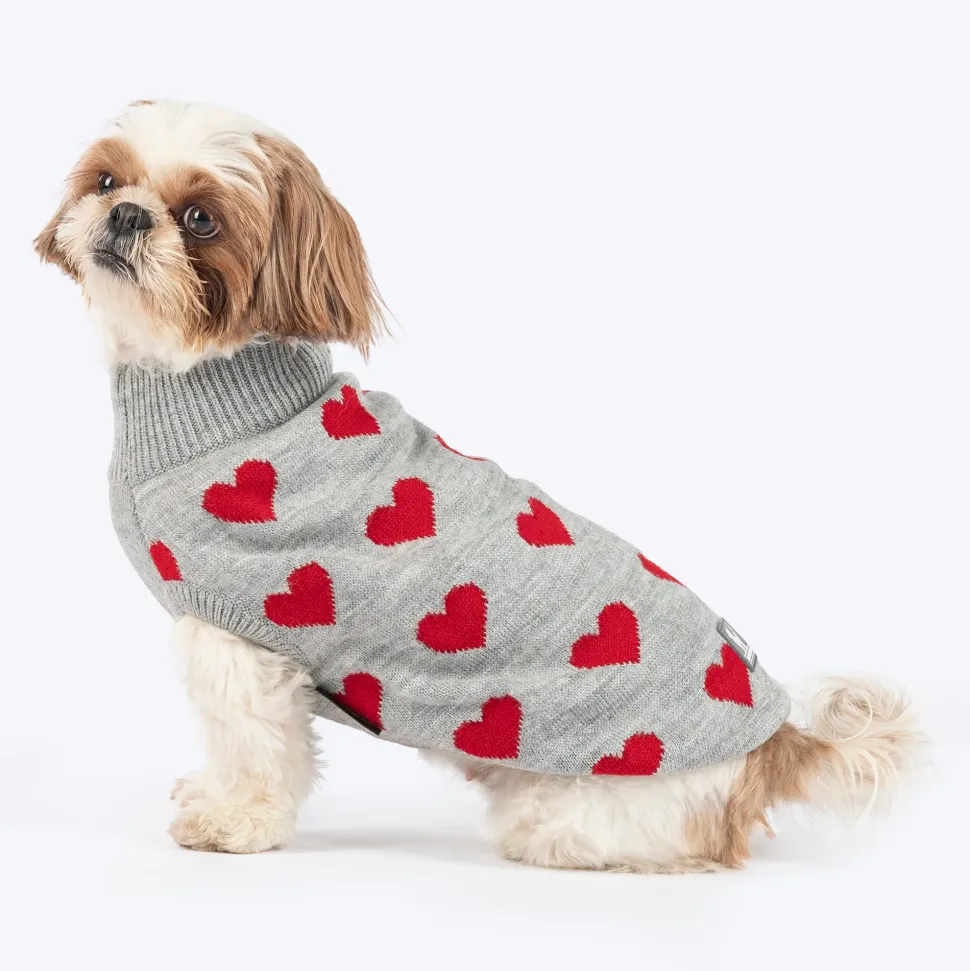 HUFT Classic Love Sweater For Small Dog - Grey
