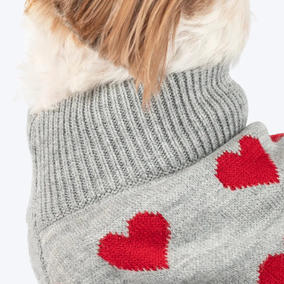HUFT Classic Love Sweater For Small Dog - Grey