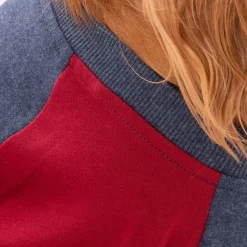 HUFT Colour Block Pocket Pet Sweatshirt - Blue Melange and Red