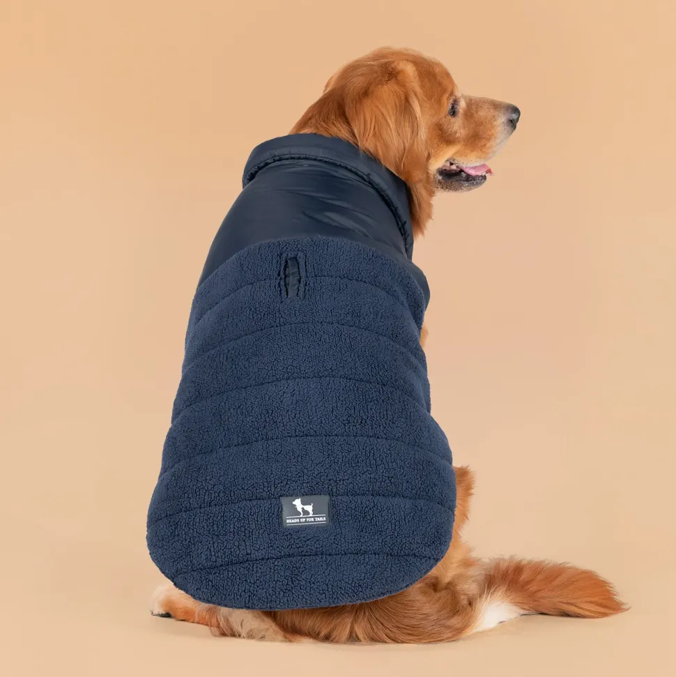 HUFT Cozy Snuggles Puffer Fur Dog Jacket - Navy Blue