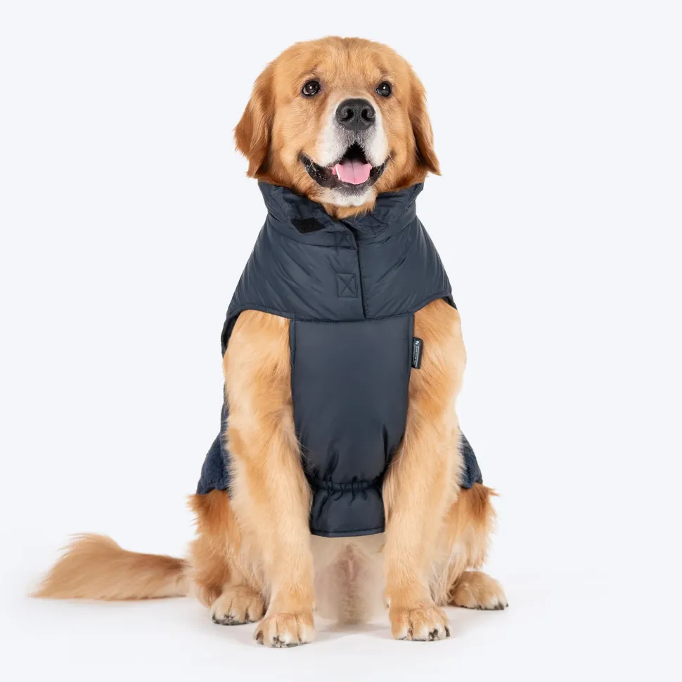 HUFT Cozy Snuggles Puffer Fur Dog Jacket - Navy Blue