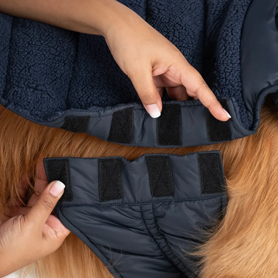 HUFT Cozy Snuggles Puffer Fur Dog Jacket - Navy Blue