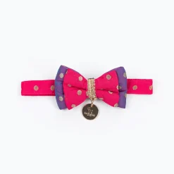 HUFT Desi Glam Bow Tie With Strap For Cat - Pink & Purple