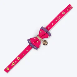 HUFT Desi Glam Bow Tie With Strap For Cat - Pink & Purple