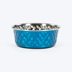 HUFT Dine N' Dazzle Embossed Steel Bowl For Dog - Blue